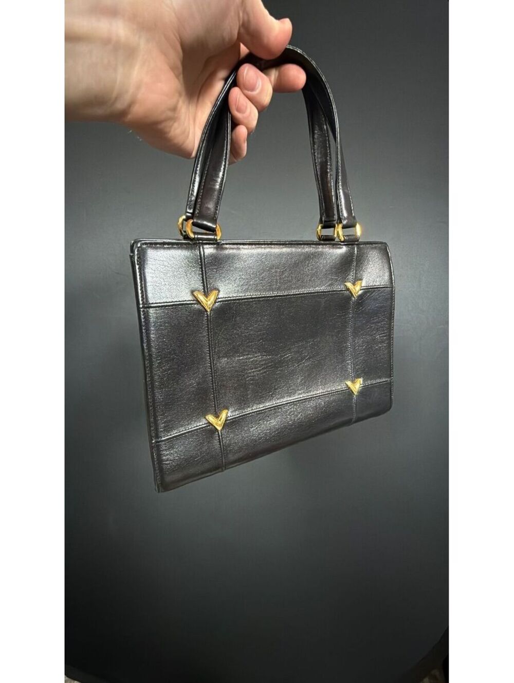 Valentino Black Leather Top Handle Bag